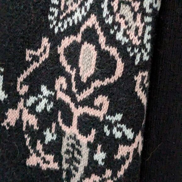 Isaac Mizrahi Live! Women's sz XS Fringe Black/Pink Floral Open Cardigan Pockets - Picture 3 of 9